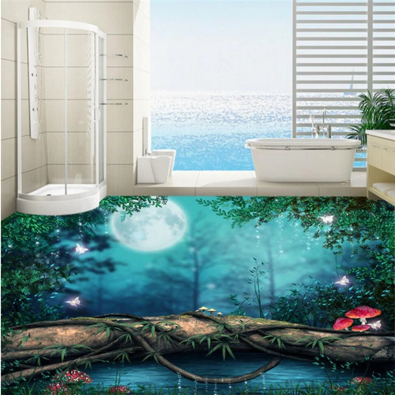 Wellyu Custom крупномасштабное панно ПВХ напольный лес одиночный деревянный мост 3D