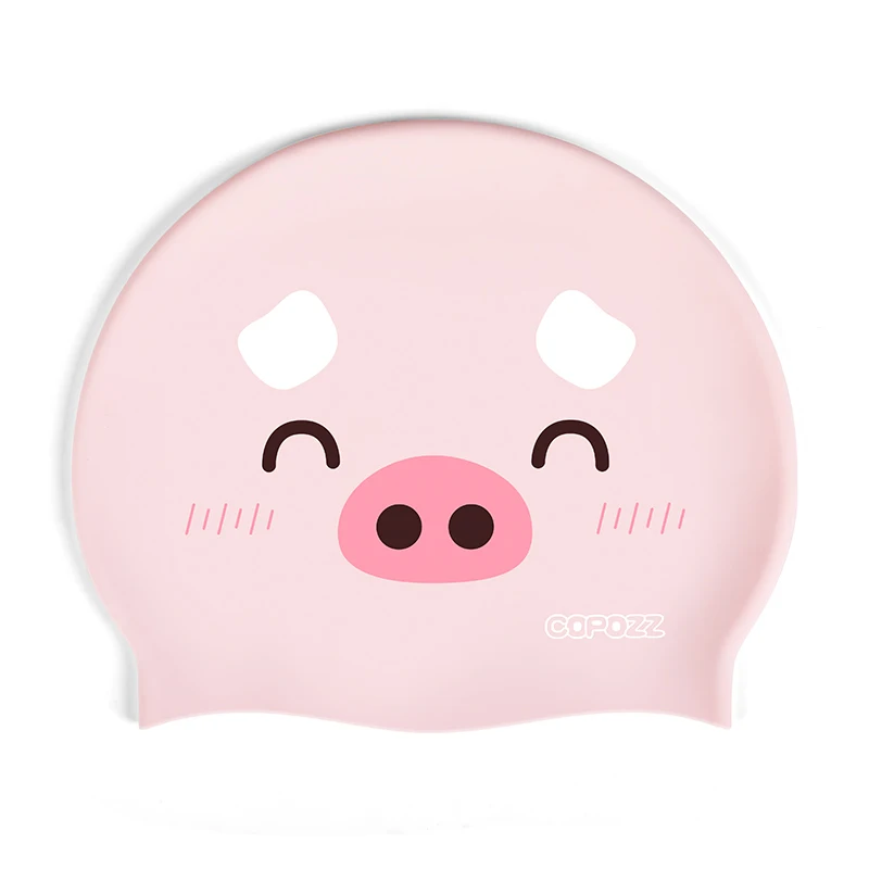 pig COPOZZ плавающая шапка для бассейна Милая мультяшная собака дети Дети Badmuts водонепроницаемые защитные уши длинные волосы спортивные часы для мальчика и девочки плавающая шапка - Цвет: pig