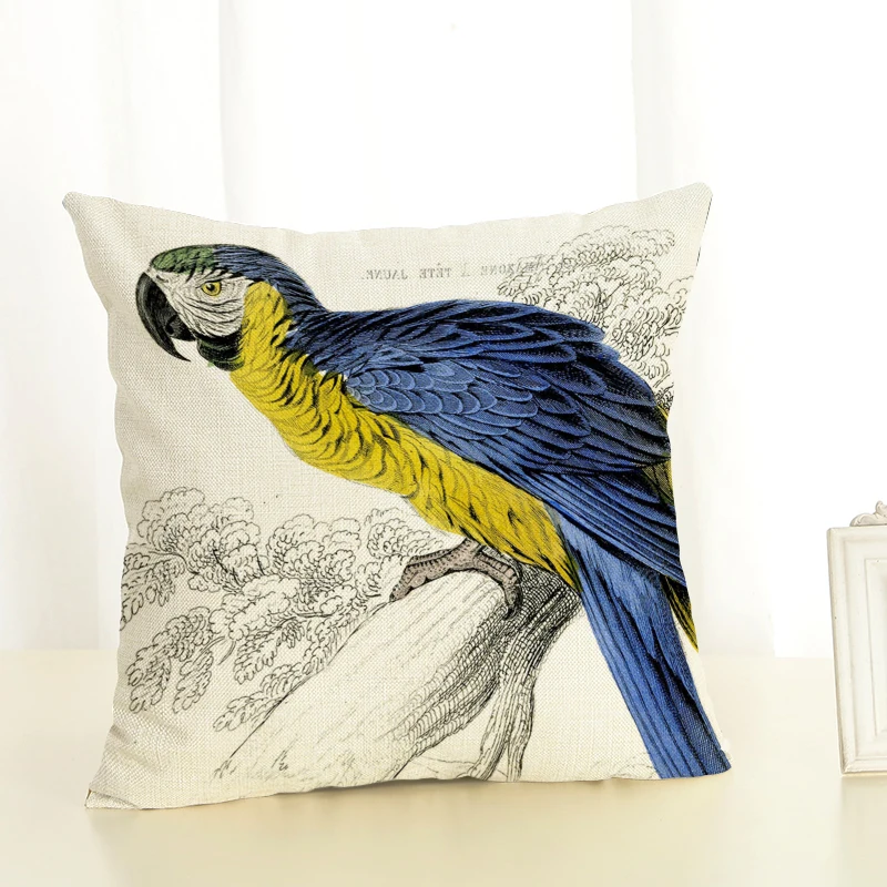 Bird Cushion Cover Home Decor Case Houseware Throw Pillowcase Linen Square 45x45cm Cojines | Дом и сад