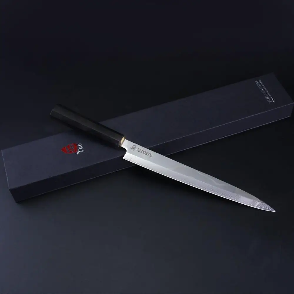 TUO Yanagiba Янагиба Нож Суши Японский VG10 дамаская сталь 8.25 &quot Сашими Ebony рукоятка
