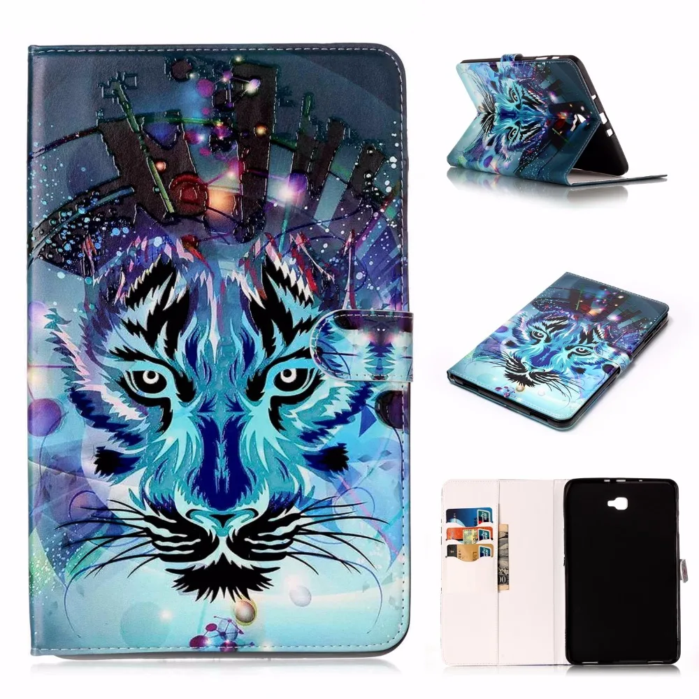 Чехол бумажник для Samsung galaxy Tab A 10 1 2016 T580 T585 дюйма с рисунком совы панды волка