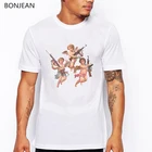 Забавные футболки с изображением трех ангелов и оружия, футболка в стиле Харадзюку, Винтажная футболка в эстетическом стиле, мужские летние топы, одежда