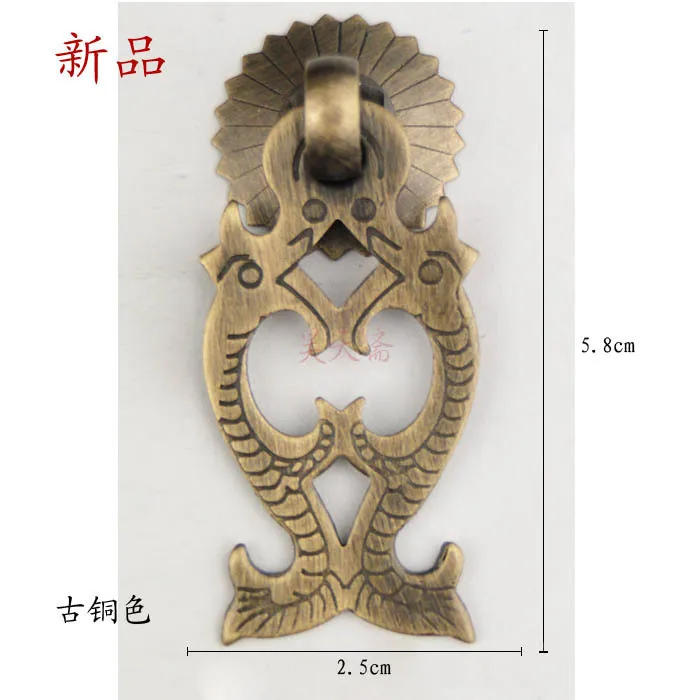 

[Haotian vegetarian] Chinese Ming and Qing furniture accessories antique drawer door handle HTQ-012 Ssangyong