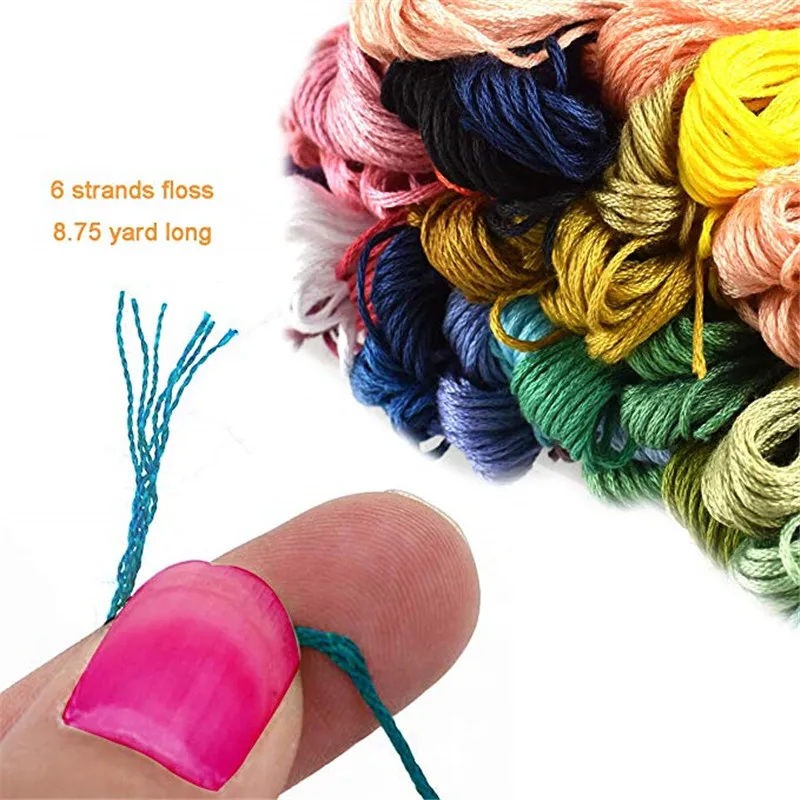 KOKNIT Бамбук Вышивка крестом набор обручей Набор для вышивания, прибор для контроля уровня сахара в крови с 50 нитки, ножницы иглы швейных принадлежностей набор с 2 шт. ткань