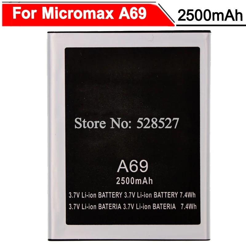 Для Micromax A69 Батарея 2500 мАч аккумулятор высокого качества|battery for micromax|battery forbattery
