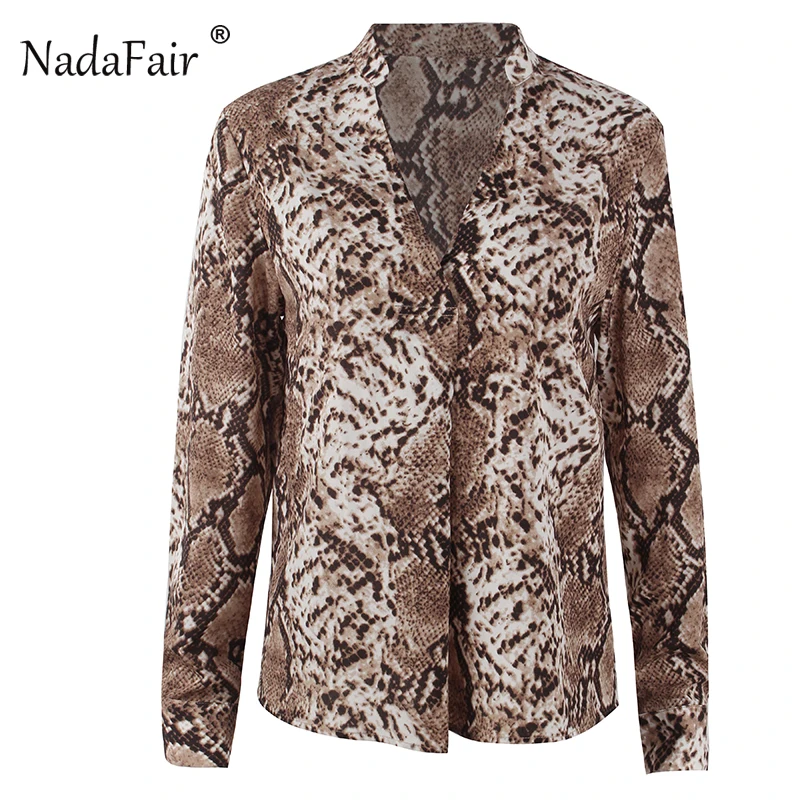 Свободная шифоновая блузка с животным принтом FSDA повседневная женская рубашка