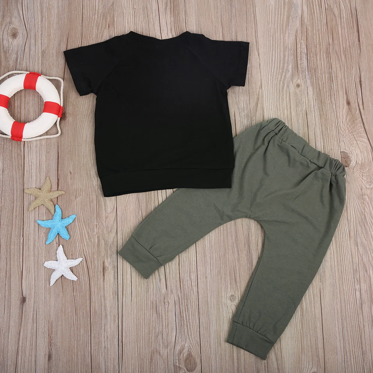 Одежда для новорожденных мальчиков футболка с короткими рукавами топ + длинные