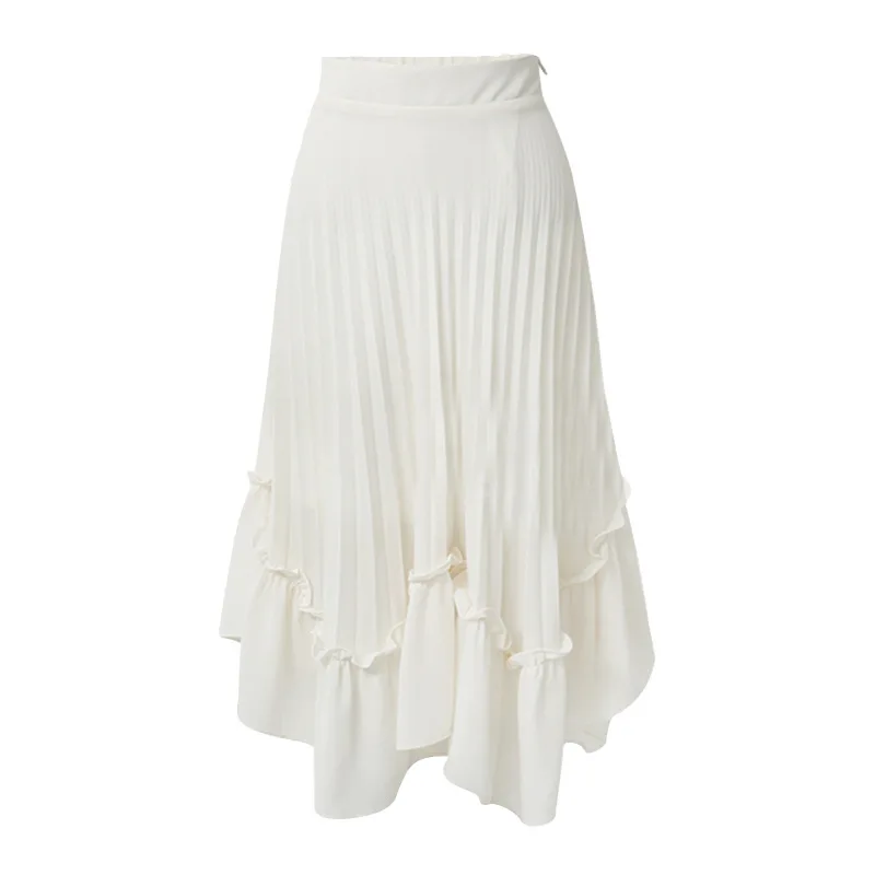 Женская шифоновая юбка с оборками повседневная плиссированная высокой талией