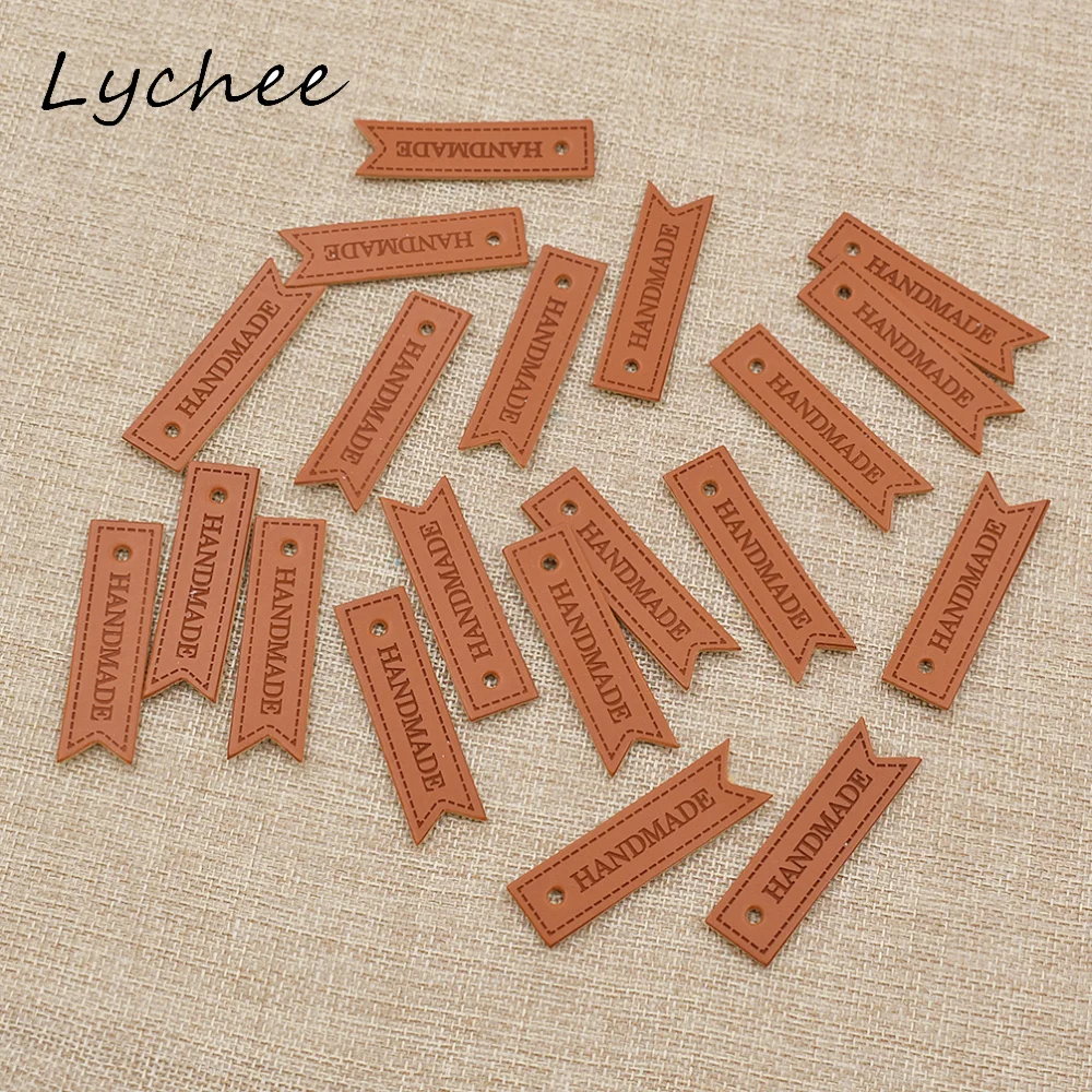 Lychee 20 шт. коричневые ручной работы с надписью из искусственной кожи этикетки для