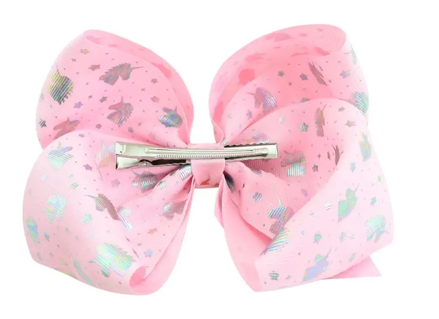 

8" Large Gilrs Ribbon Hair Bows Rainbow Hair Bows With Clip For Kids Girls Newborn Gift 20Pcs/lot