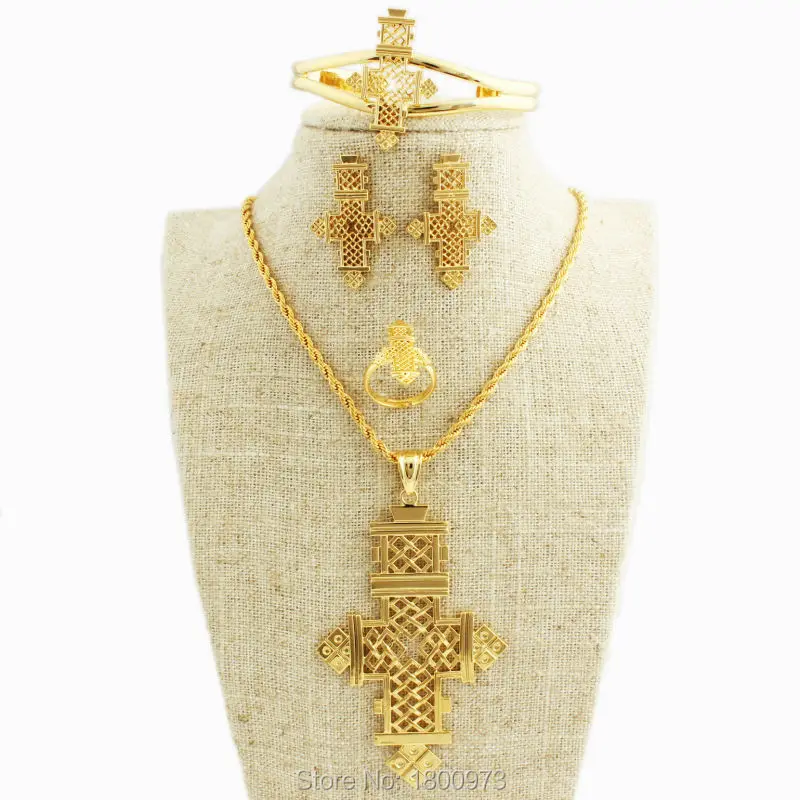 Новое поступление Модный Ювелирный Комплект с крестиками золотого цвета для