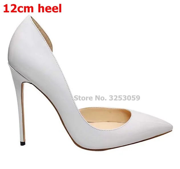 white 12cm ALMUDENA/пикантные туфли-лодочки с острым закрытым носком на шпильках; открытые модельные туфли-лодочки из лакированной кожи; обувь знаменитостей; обувь для сцены; Banquest Droship - Цвет: white 12cm
