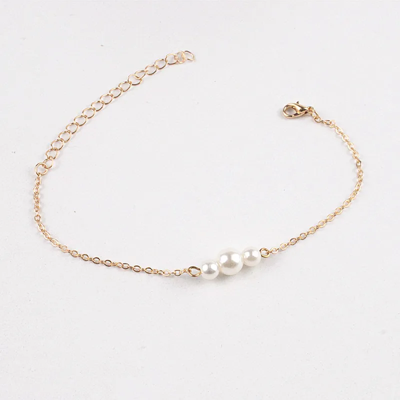 Women's bracelets Gold Color Link Chain Charm Pearl Bracelet For Women Jewelry Top Quality Wholesale | Украшения и аксессуары