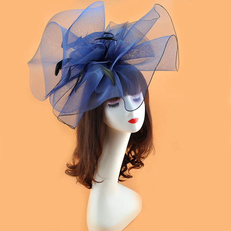 Vintage Bridal Flower Feather Hats Elegant Wedding Accessories Bride Net Hats White Fascinator Hats Women's Formal Occasion