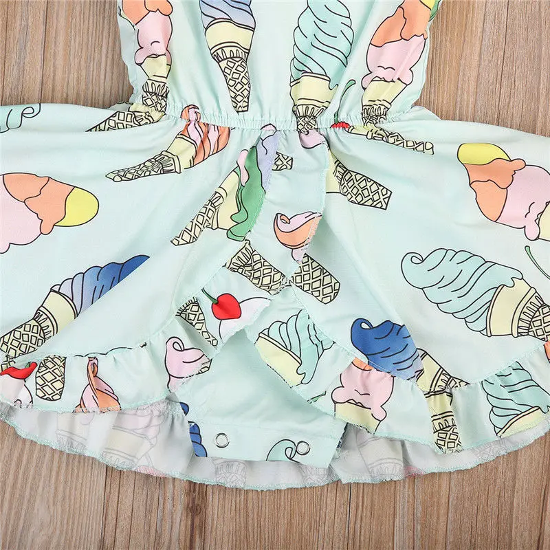 Модное милое платье комбинезон с цветочным рисунком для новорожденных девочек