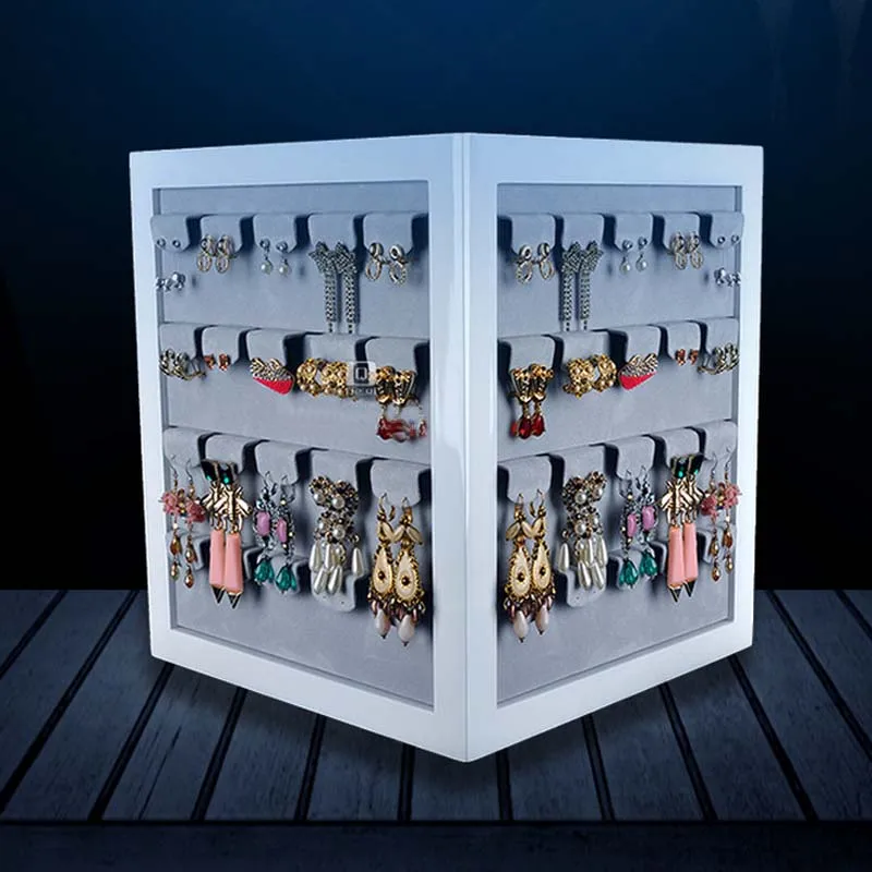Высококачественная вращающаяся шкатулка для украшений серег гвоздиков витрина