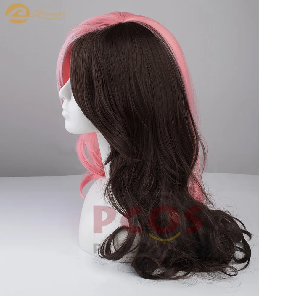 Готовый корабль RWBY Neopolitan Neo косплей парик половина черный и розовый с серой