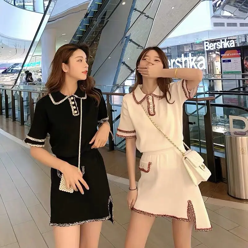 Женский комплект из 2 предметов Трикотажная асимметричная мини-юбка с отложным