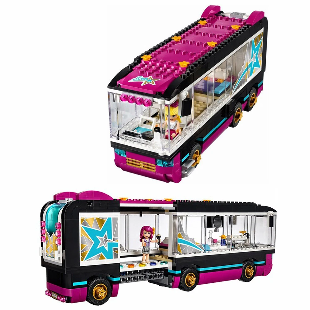 10407 Pop Star Tour Bus строительные блоки детские игрушки совместимы с Legoing Friends