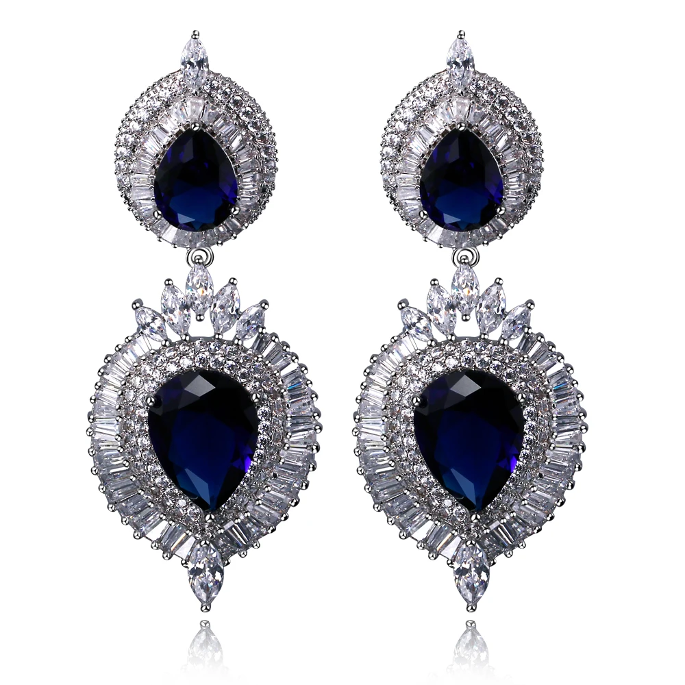 

Big Drop Earrings for women copper material rhodium plated with AAA CZ luxury Earring fashion jewelry Free shipment