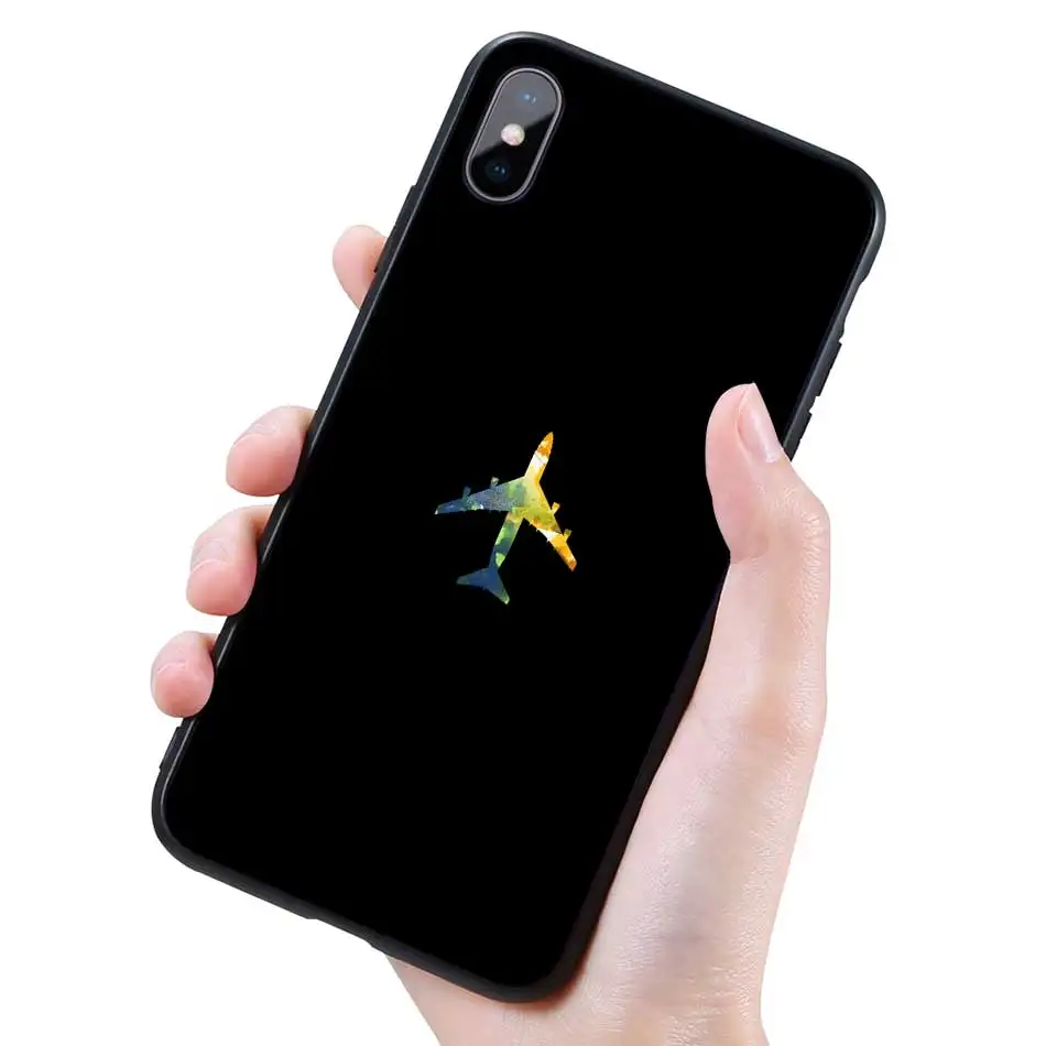 009 Силиконовый черный чехол для iPhone 11 Pro XR X XS MAX 7 8 6 6S Plus 5 5S SE 5C 7Plus 8Plus чехол для телефона для путешествий по миру бумажный самолет - Цвет: 009
