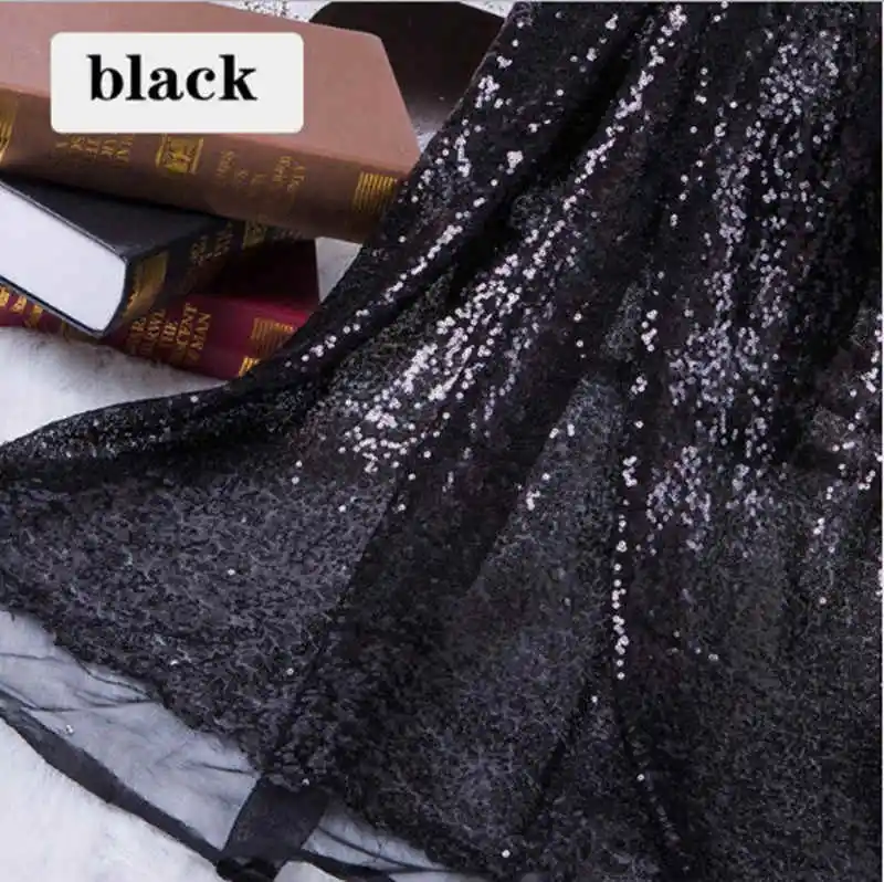 Black B · Y сменная шелковистая ткань с блестками для платья по двору 92x125 см ткань с блестками для одежды сценические вечерние Свадебные Рождественские украшения для дома - Цвет: Black