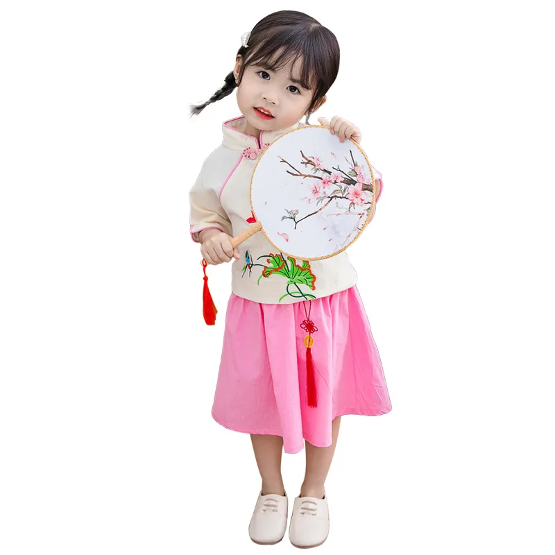 2019New Hanfu Princess Dresses Chinese Traditional Baby Girl Hanfu Dress Dance Clothing National Costume Lotus Tang Suit DQS1958