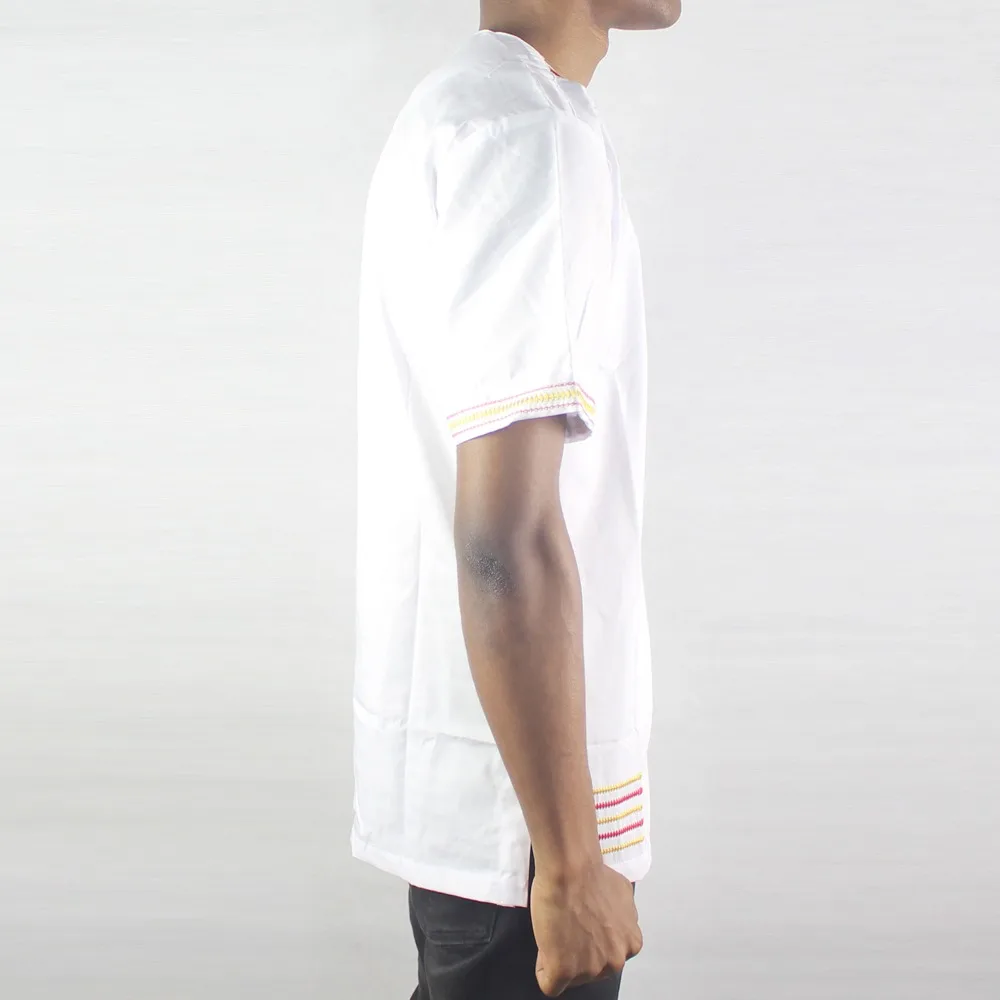 Африканские белые нерегулярные вышитые мужские этнические топы летние рубашки