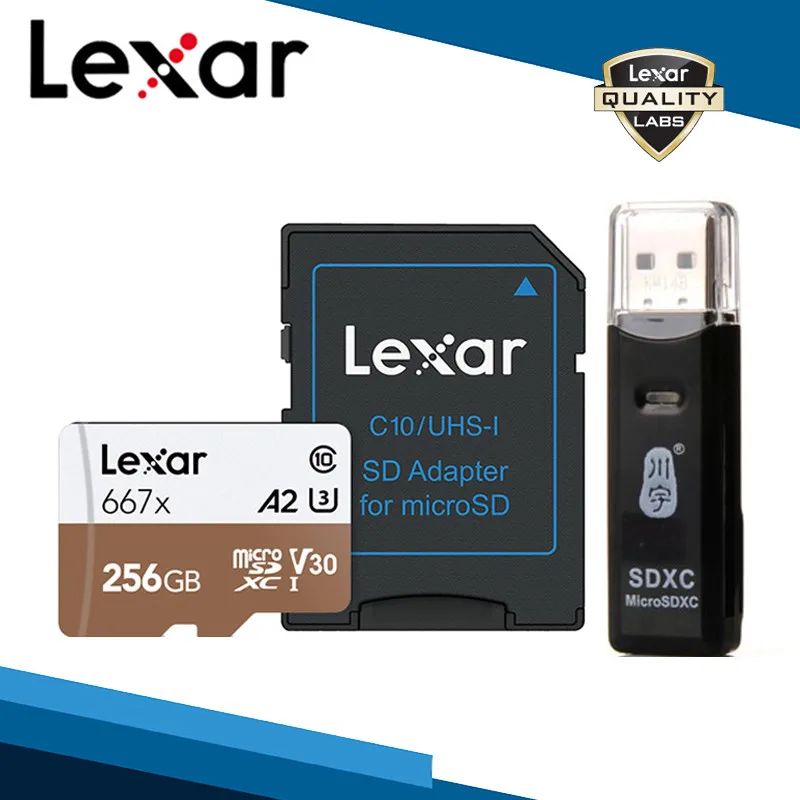 256G Card and Reader Lexar Micro SD карта 667x карты SDXC с ридером USB 2,0 256 ГБ TF карта памяти 128 ГБ A2 U3 класс 10 V30 мини-карты высокоскоростной Горячий - Емкость: 256G Card and Reader