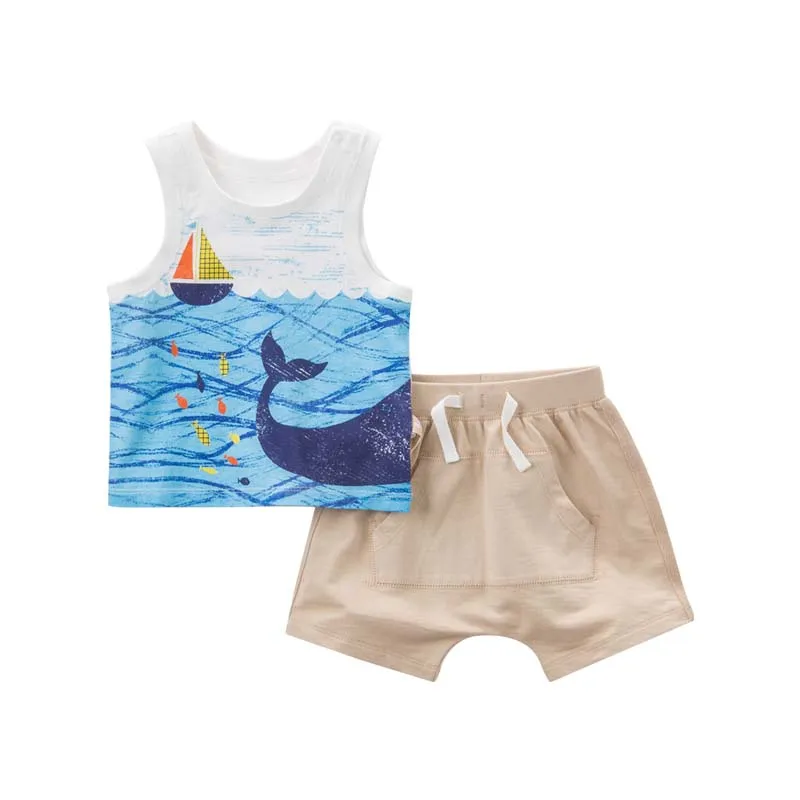 ocean print Нижнее белье в стиле бренда Dave bella/летние детские Модная Одежда для мальчиков Комплекты для детей, океан принт «человек паук» для детей высокое качественные костюмы DBA6373 - Цвет: ocean print