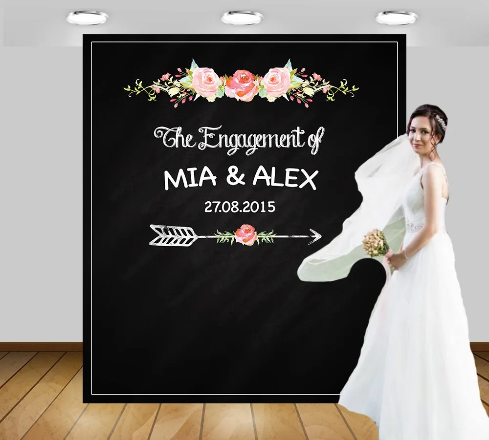 

custom chalkboard flower leaves black photography backgrounds High quality Computer print wedding backdrops