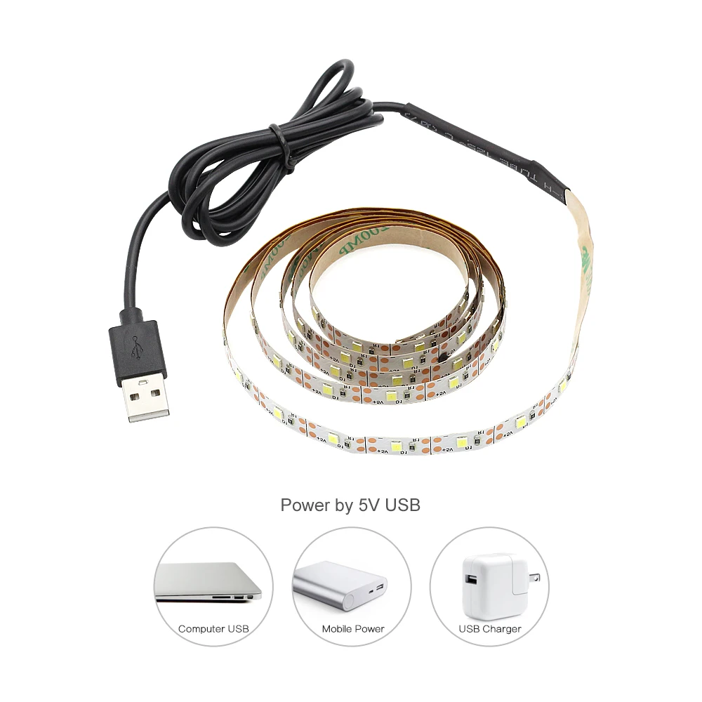 USB светодиодные полосы света лампы 5v 2835 SMD 3M 4M 5M 2M 1M теплый белый холодный полоса