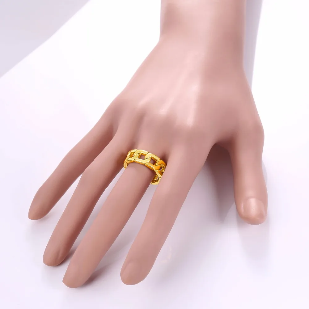 КУБИНСКИЙ звено цепи кольца золото/черный Цвет Размеры 7/8/9/10/11/12 Коренастый Снаряженная кольцо Нержавеющая сталь панцирного плетения кольцо для Для мужчин GR2779