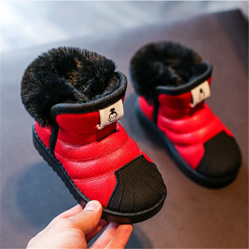 Модные фетровые сапоги детские теплые зимние для детей обувь плюшевая мягкая