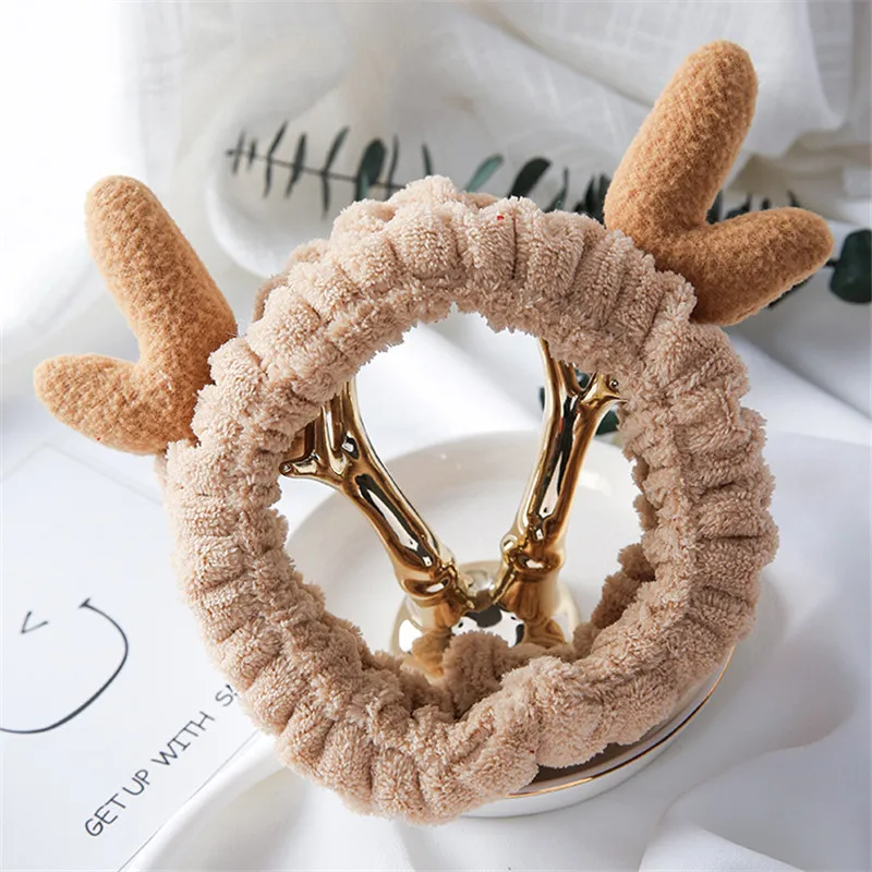 Модная Милая повязка для волос рога оленя женщин мягкая удобная плюшевая