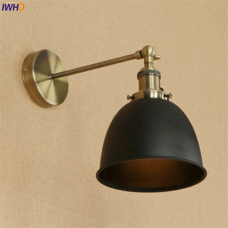 IWHD черный латунный Ретро светодиодный настенный светильник светильники Wandlamp E27 4W