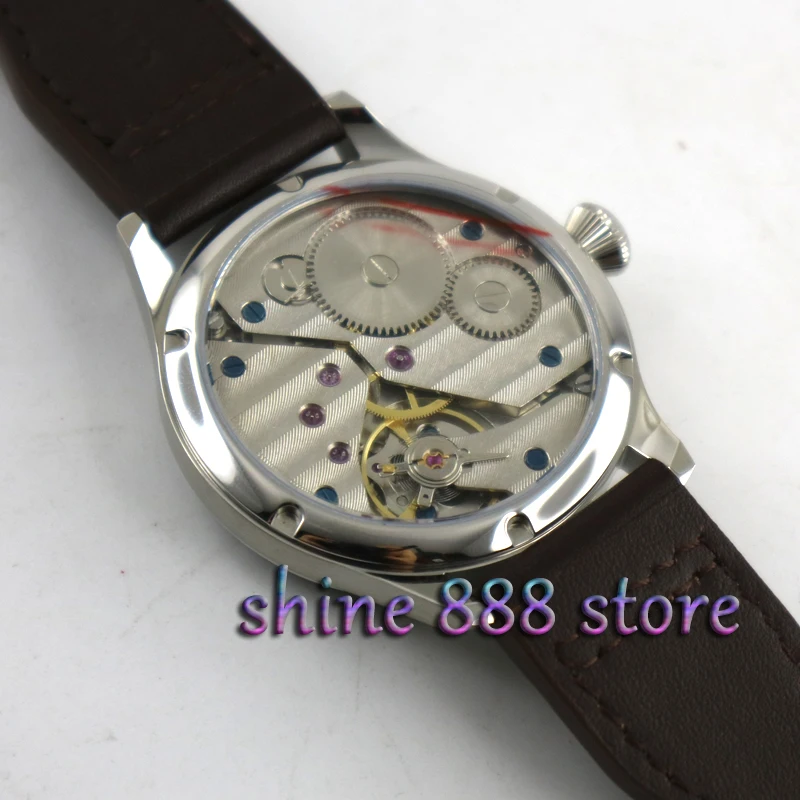 Механические часы parnis с черным циферблатом и ручным заводом 44 мм 6497|watch mechanical|watch