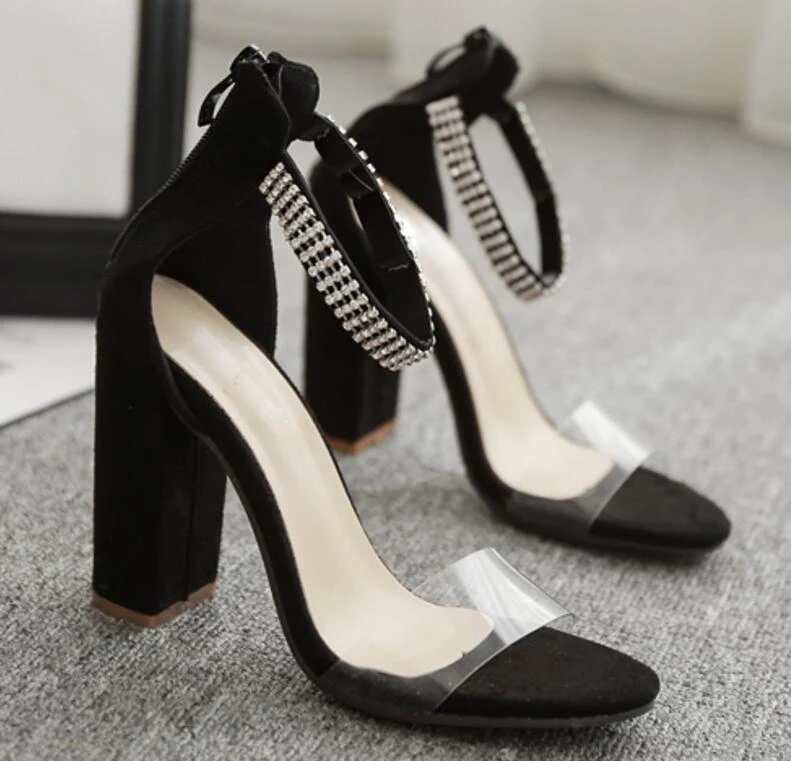 Женская обувь chaussure zapatos mujer Коренастый Обувь на высоком каблуке Кристалл молнии