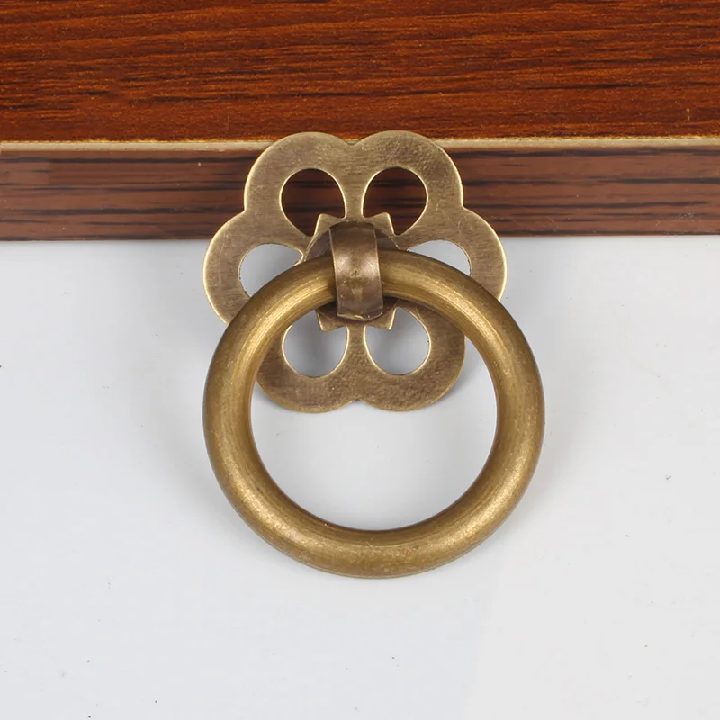 

Chinese Brass Wood Case Box Handles Pulls Antique Brass Furniture Ring Small Knobs Wooden Cabinet Kitchen Pull Drawer Handle