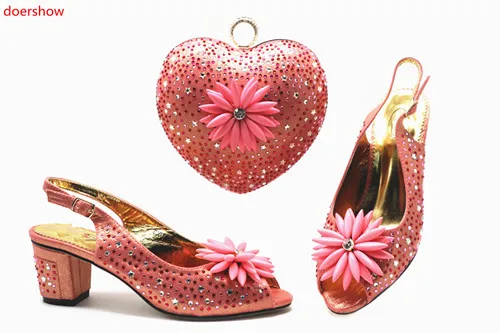 doershow hot selling Italian red color Shoes With Matching Bag High Quality Italy Shoe And set For wedding and party HTB1-13 | Обувь