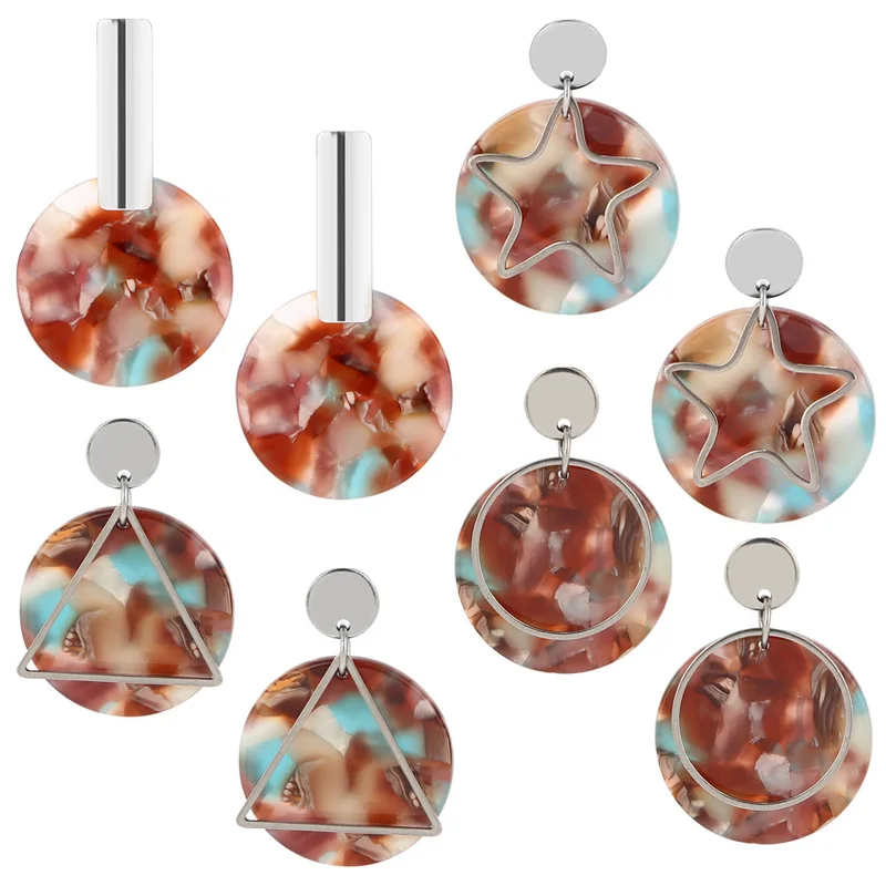 Модные геометрические акриловые серьги из смолы для женщин и девочек круглые