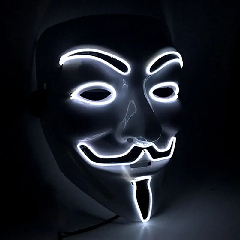 V for Vendetta Dance светодиодный Neon Mask Party Decor Маскарад необычная ужасная маска на