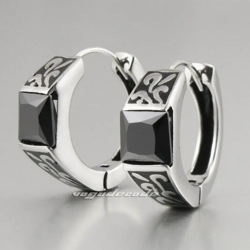 Крутые черные мужские байкерские панк серьги из нержавеющей стали 316L 4X013 (2