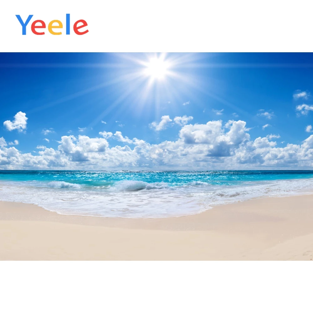 

Yeele Sunshine Seaside Blue Sky White Clouds Summer Portrait Backgrounds Photography Baby Photographic Backdrop For Photo Studio