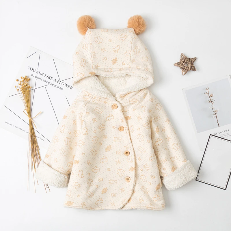 Детская зимняя утепленная куртка в горошек с капюшоном|Куртки и пальто| |