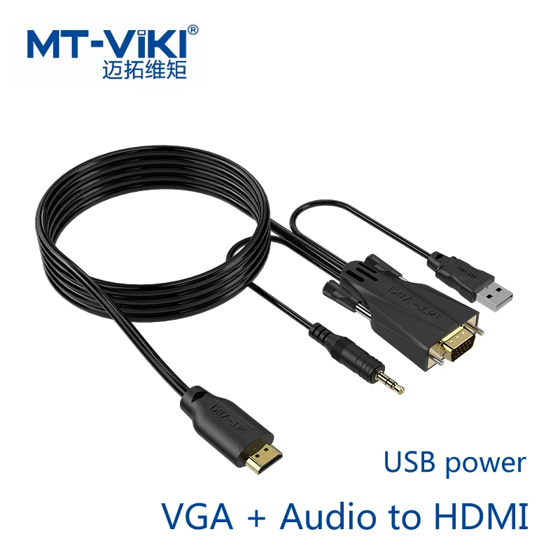 Адаптер для кабеля MT Viki VGA + Audio HDMI USB источник питания 1080P VGA2HDMI конвертер 1 2 м 8 3 5