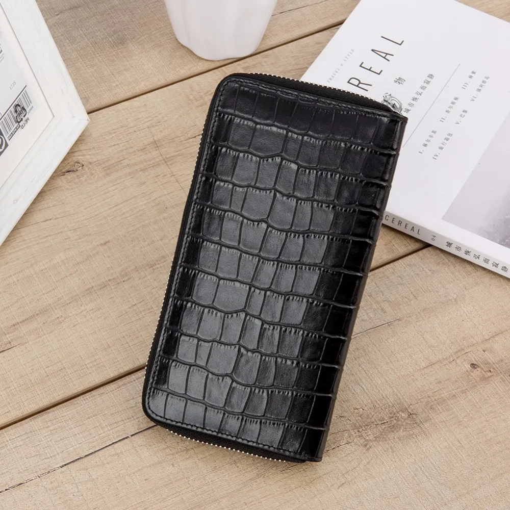 Длинный Умный кошелек Modoker мужская сумка из крокодила роскошный кожаный для