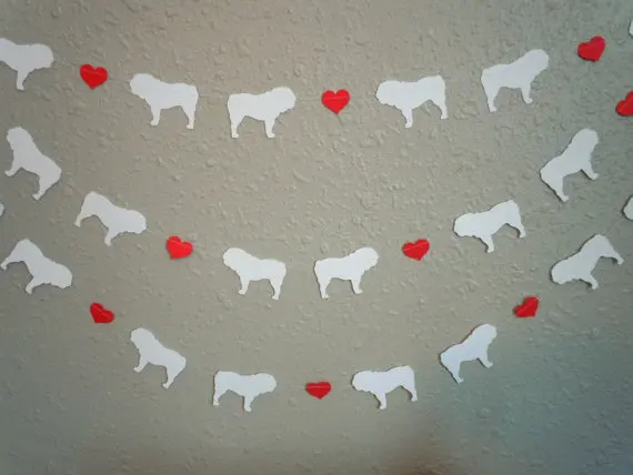 

Bulldog Love Paper Garland - Valentine's Day Decorations - Choose Your Colors