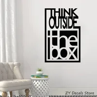 Inspire Quote Wall Decals Think Outside The Box Motivation Office Team Art Decor Stickers Bedroom Vinyl Wall Art Sticker S729