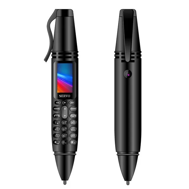 Черный SERVO K07 ручка мини сотовый телефон 0,9" маленький экран Две sim-карты Фонарик Bluetooth Dialer разблокировка Мобильный Телефон Запись Ручка телефоны - Цвет: Черный